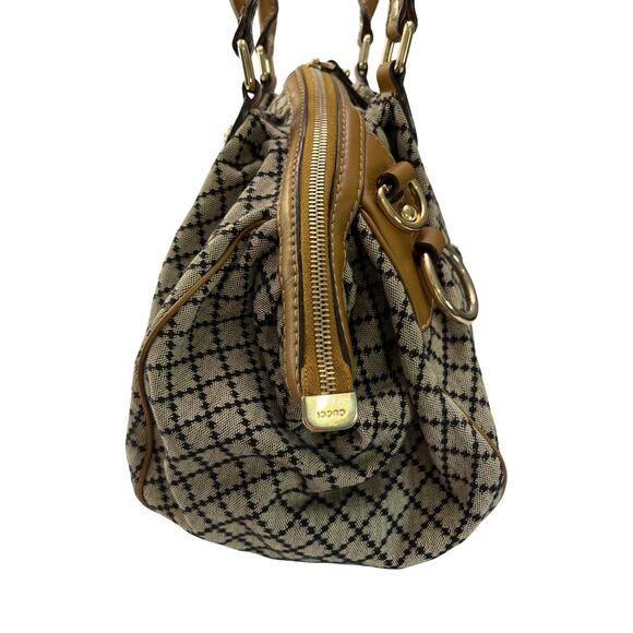 Gucci Sukey Medium Satchel 223974 Beige Diamante Canvas Leather Trim - Picture 6 of 16